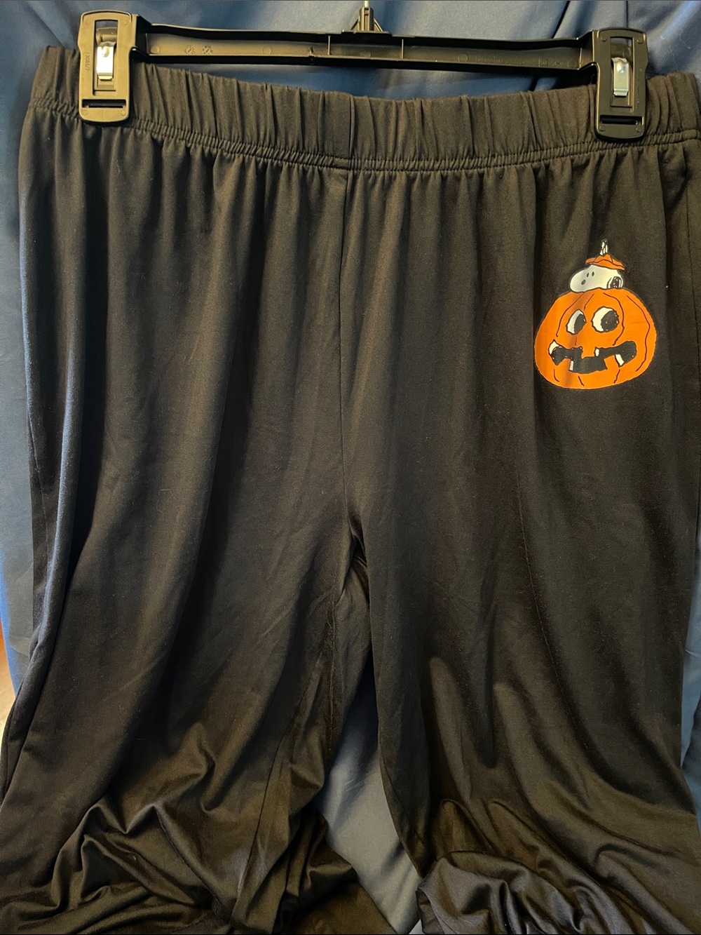 Peanuts Black Pajama Pants with Orange Pumpkin Graphic